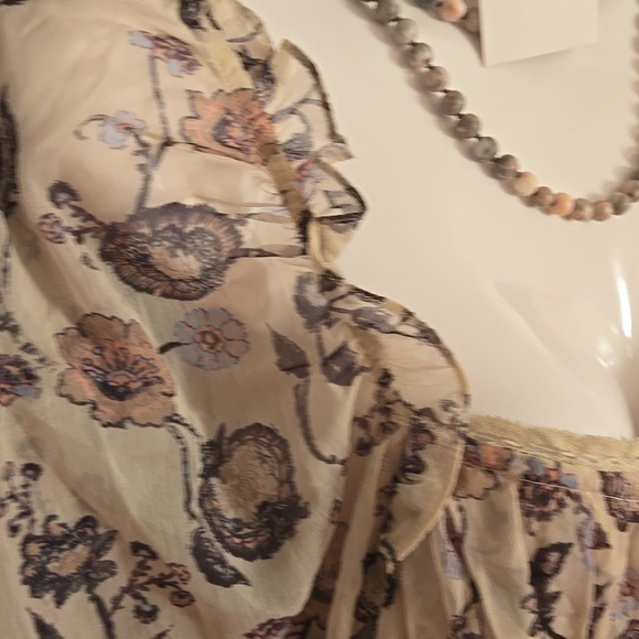 Free People Floral Lace Bodysuit in Cream and Purple - Picture 6 of 12